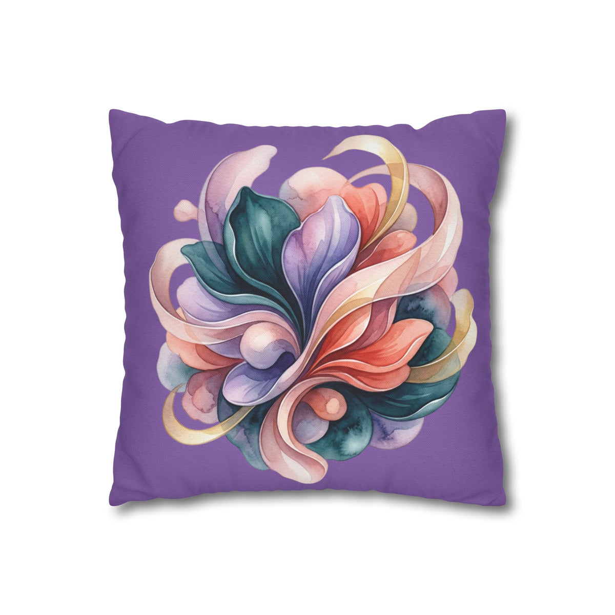 Floral Swirl Decorative Pillowcase — Purple Abstract Bloom Accent