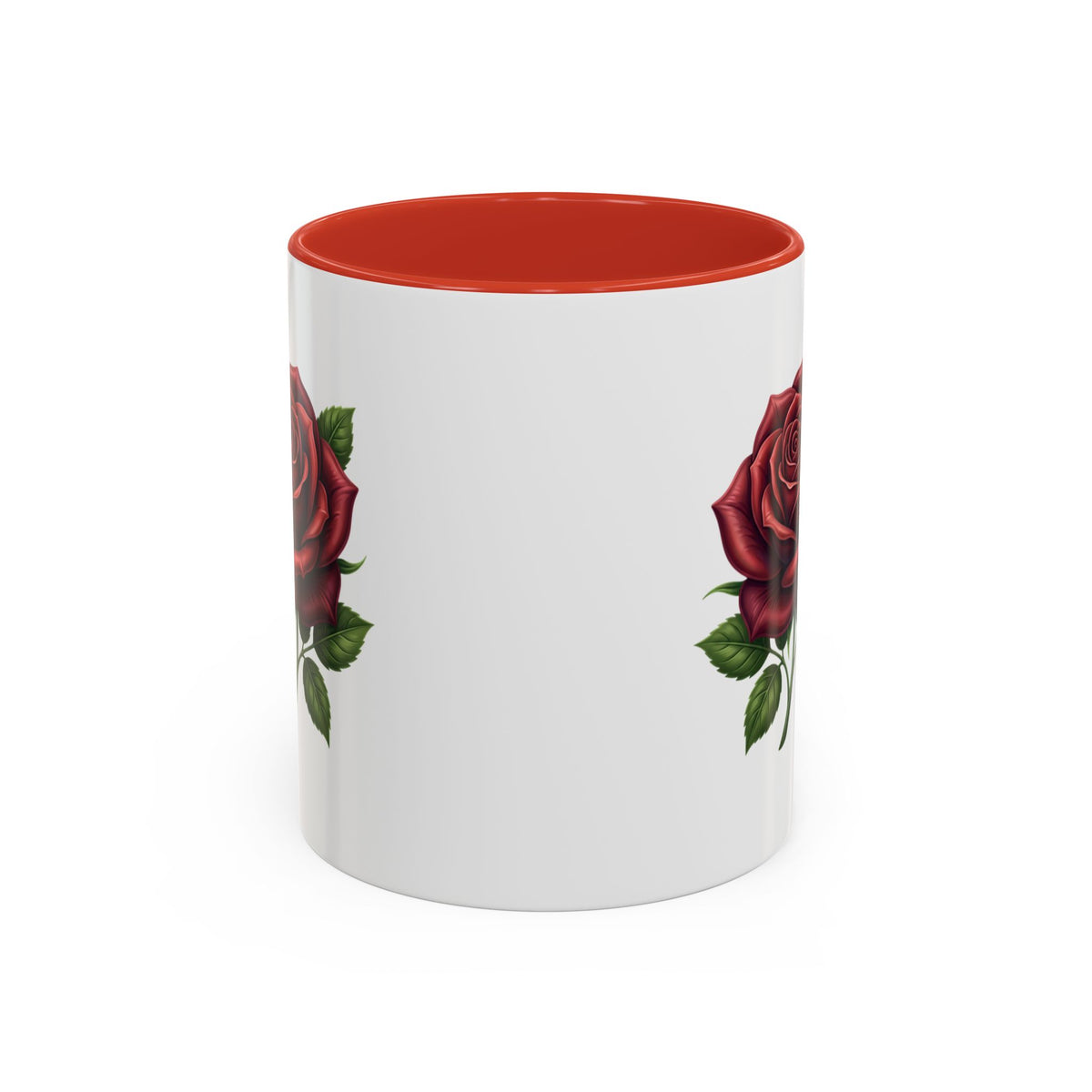 Red Rose Accent Coffee Mug — Floral Ceramic Coffee Cup (11/15oz)