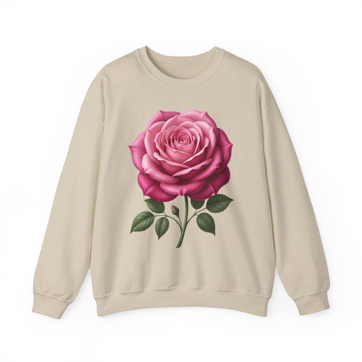 Rose Graphic Sweatshirt — Vintage Pink Rose Floral Crewneck