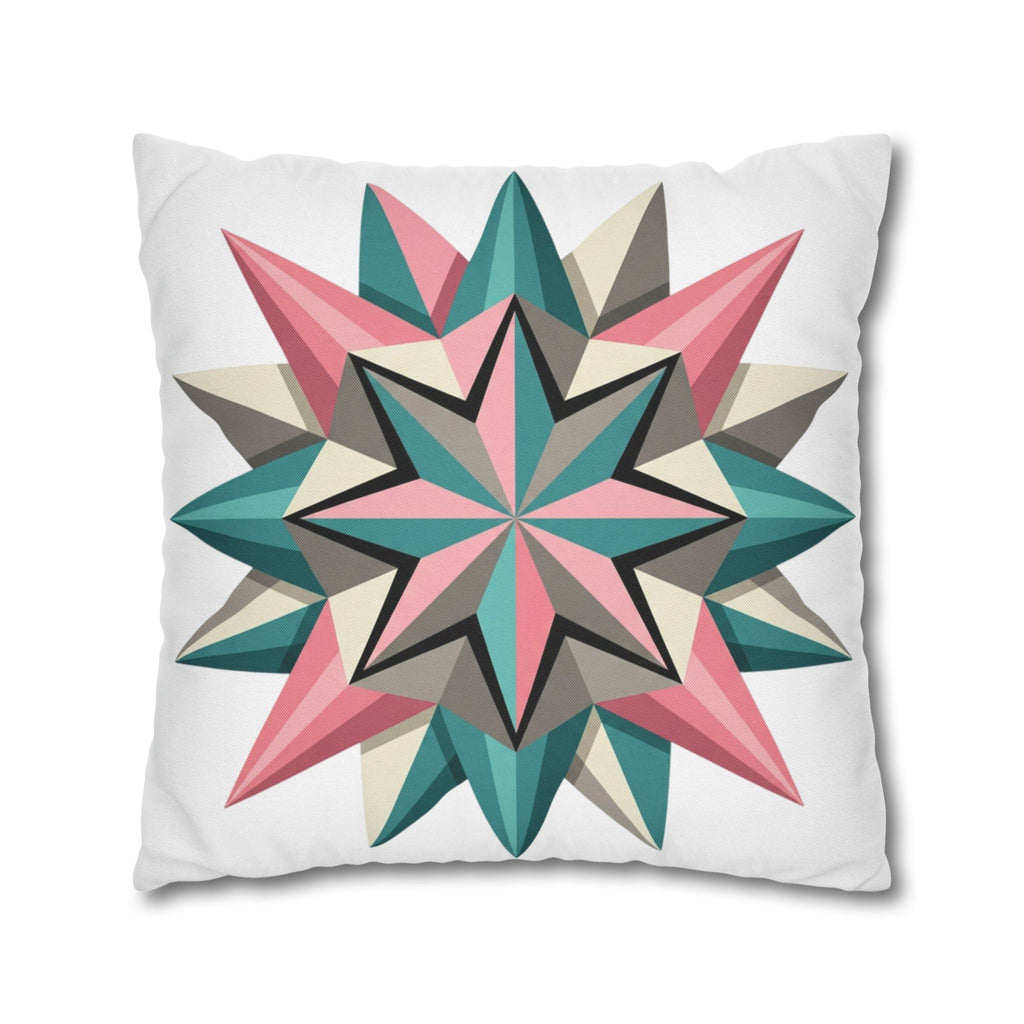 Geometric Starburst Throw Pillowcase — Pink Teal Modern Decorative Cushion Cover