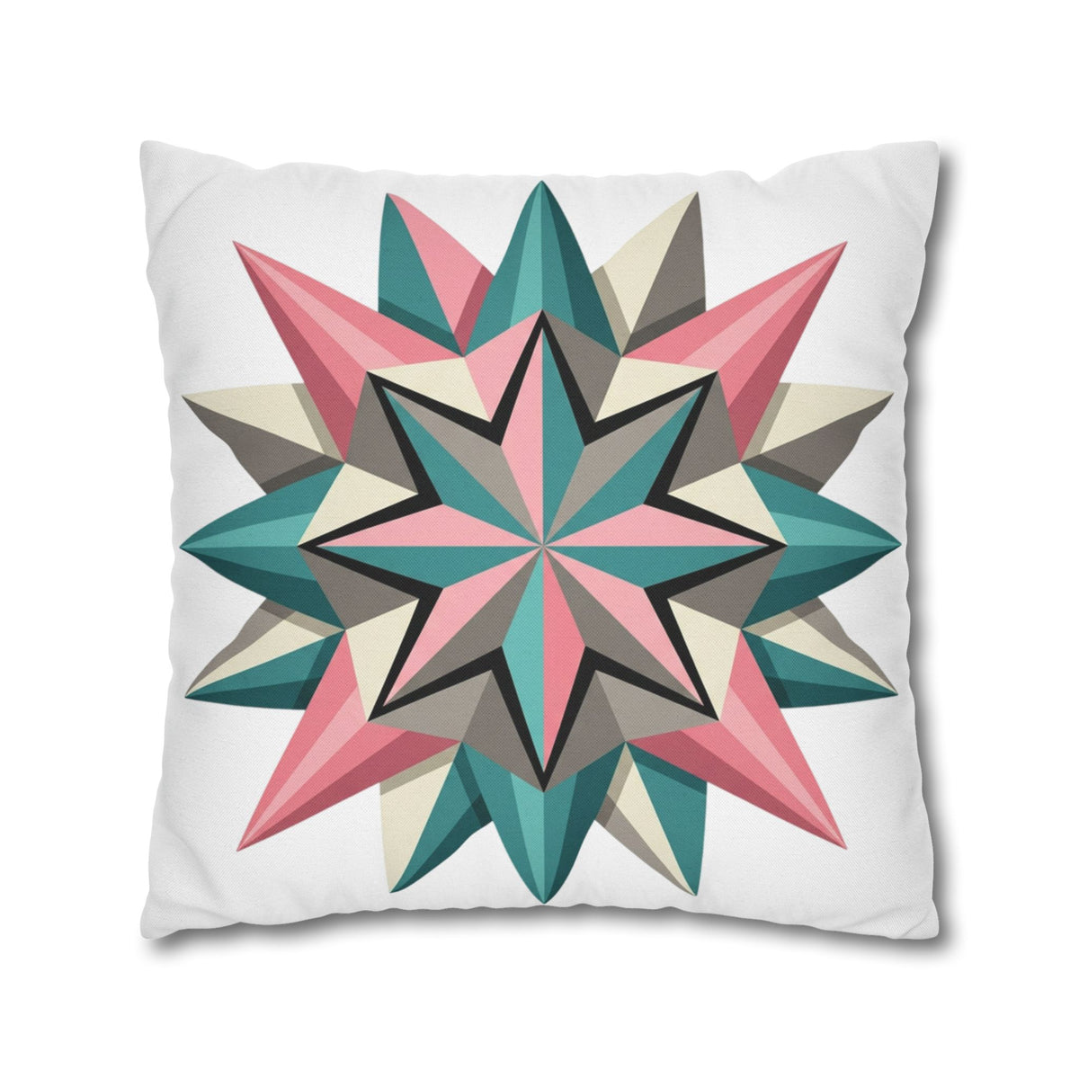Geometric Starburst Throw Pillowcase — Pink Teal Modern Decorative Cushion Cover
