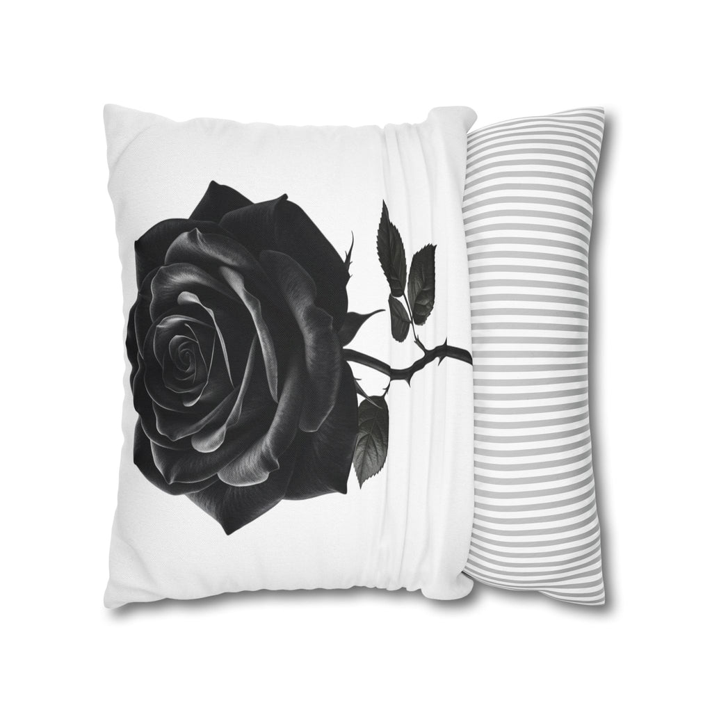 Black Rose Spun Polyester Square Pillowcase