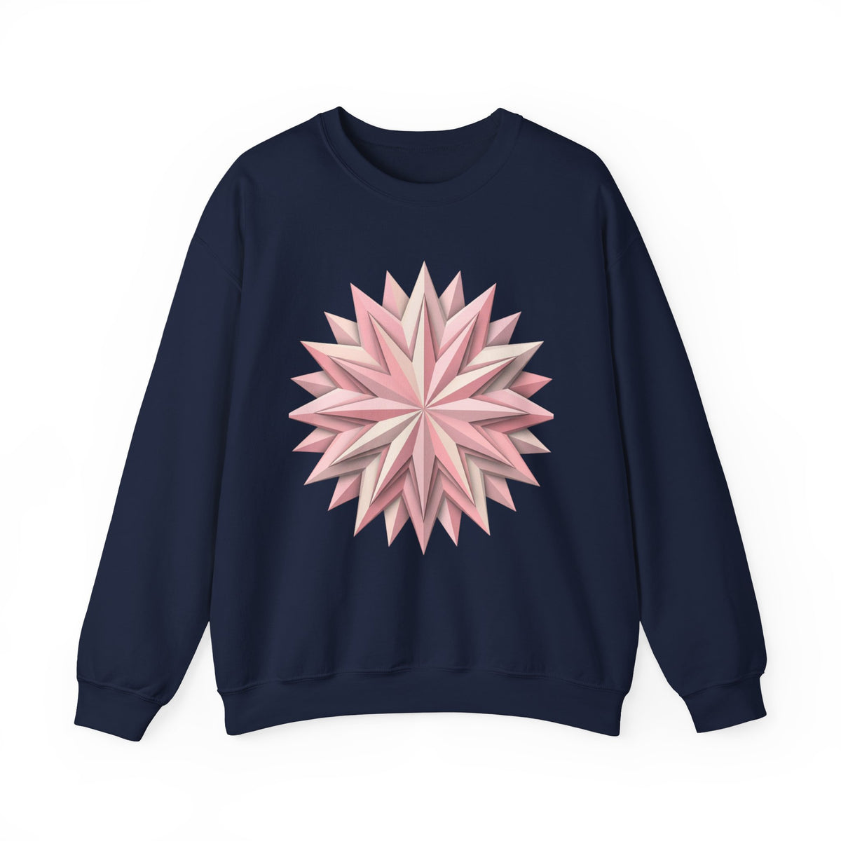 Starburst Polygon Crewneck Sweatshirt — Pink Geometric Floral Graphic