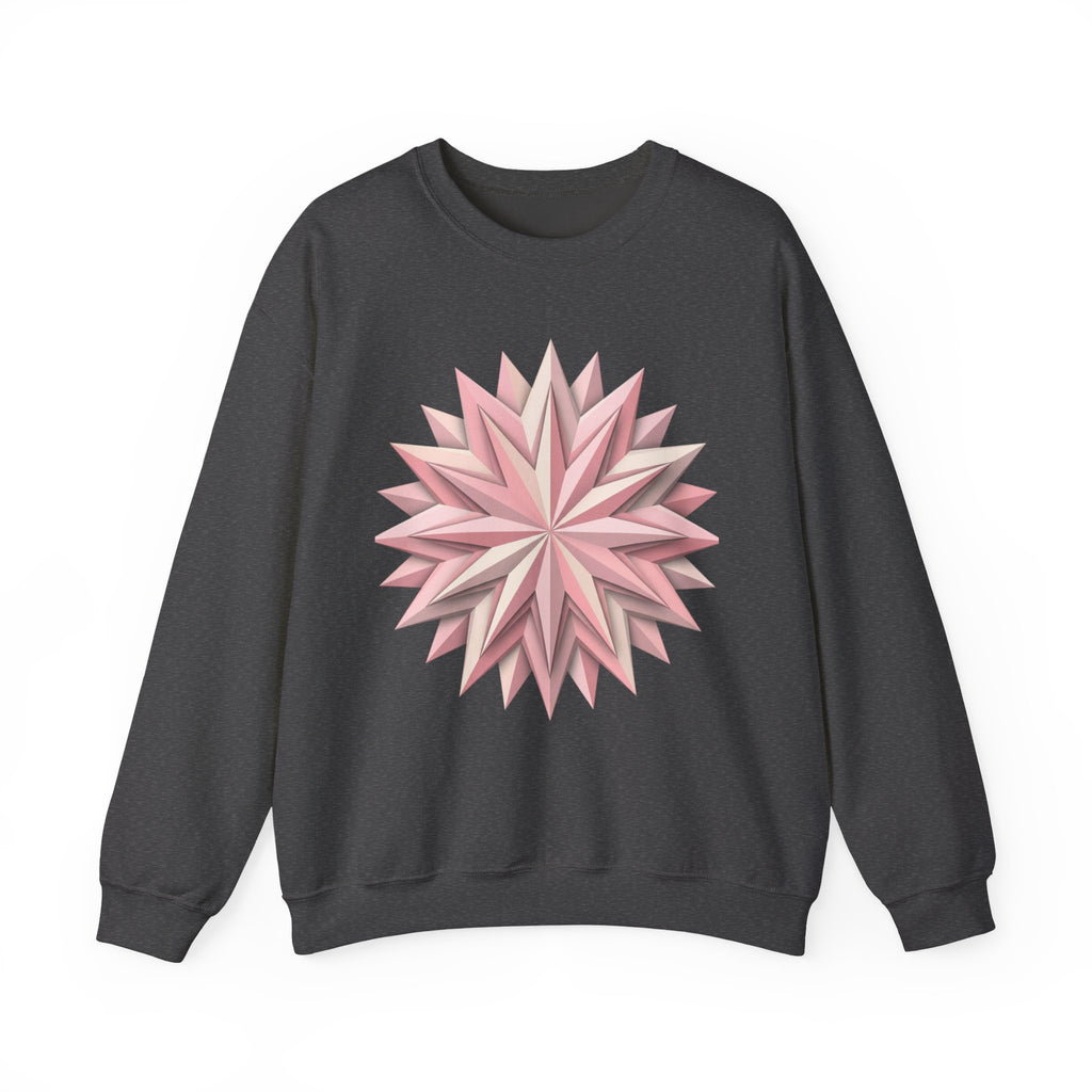 Starburst Polygon Crewneck Sweatshirt — Pink Geometric Floral Graphic