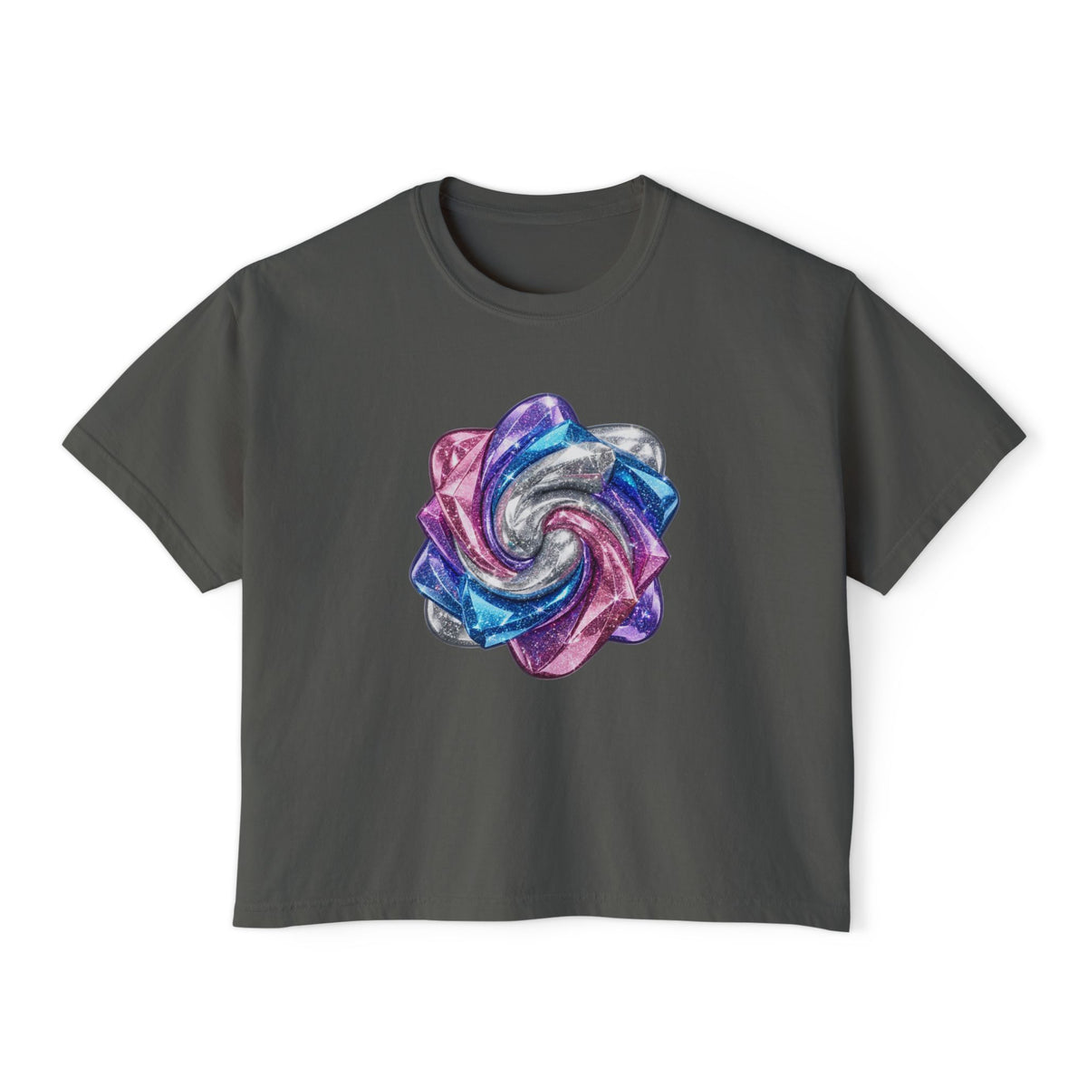 3D Glitter Design Women's Boxy Tee