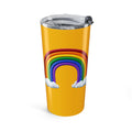 20oz Rainbow Tumbler - Double Arched Rainbow on Yellow Insulated Travel Cup