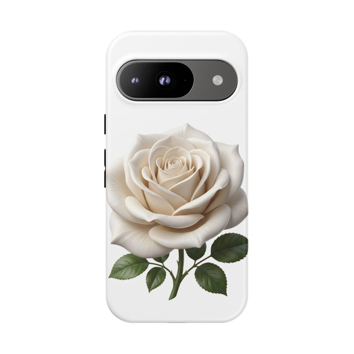 White Rose Tough Phone Case – Elegant Floral Protective Cover
