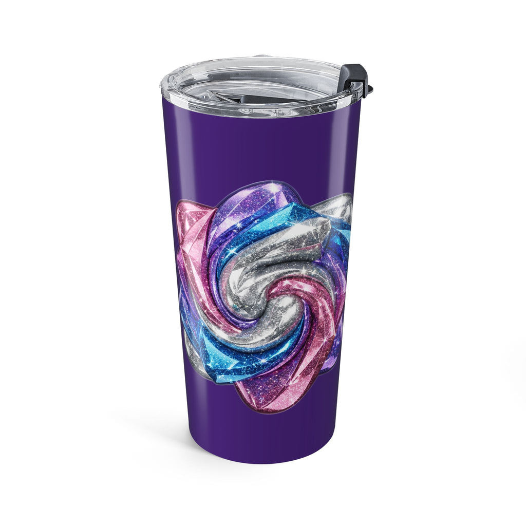 20oz Glitter Bow Tumbler Dark Purple — Insulated Travel Cup with Sparkle Ribbon Design
