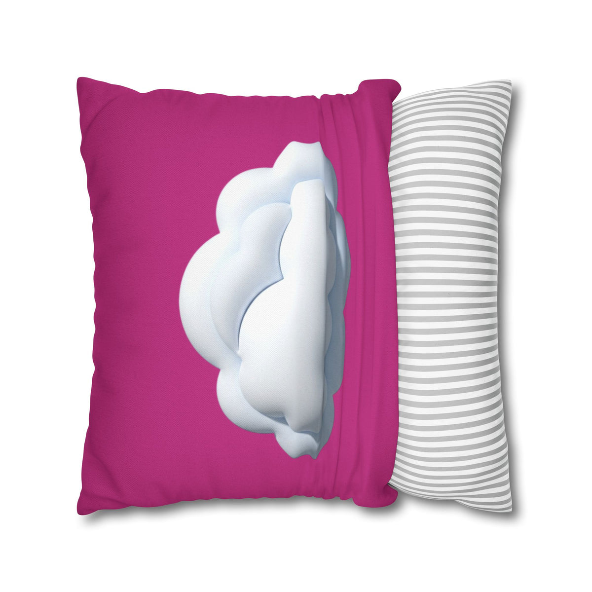 Cloud Graphic Pillowcase - Magenta Decorative Square Throw Pillow Cover