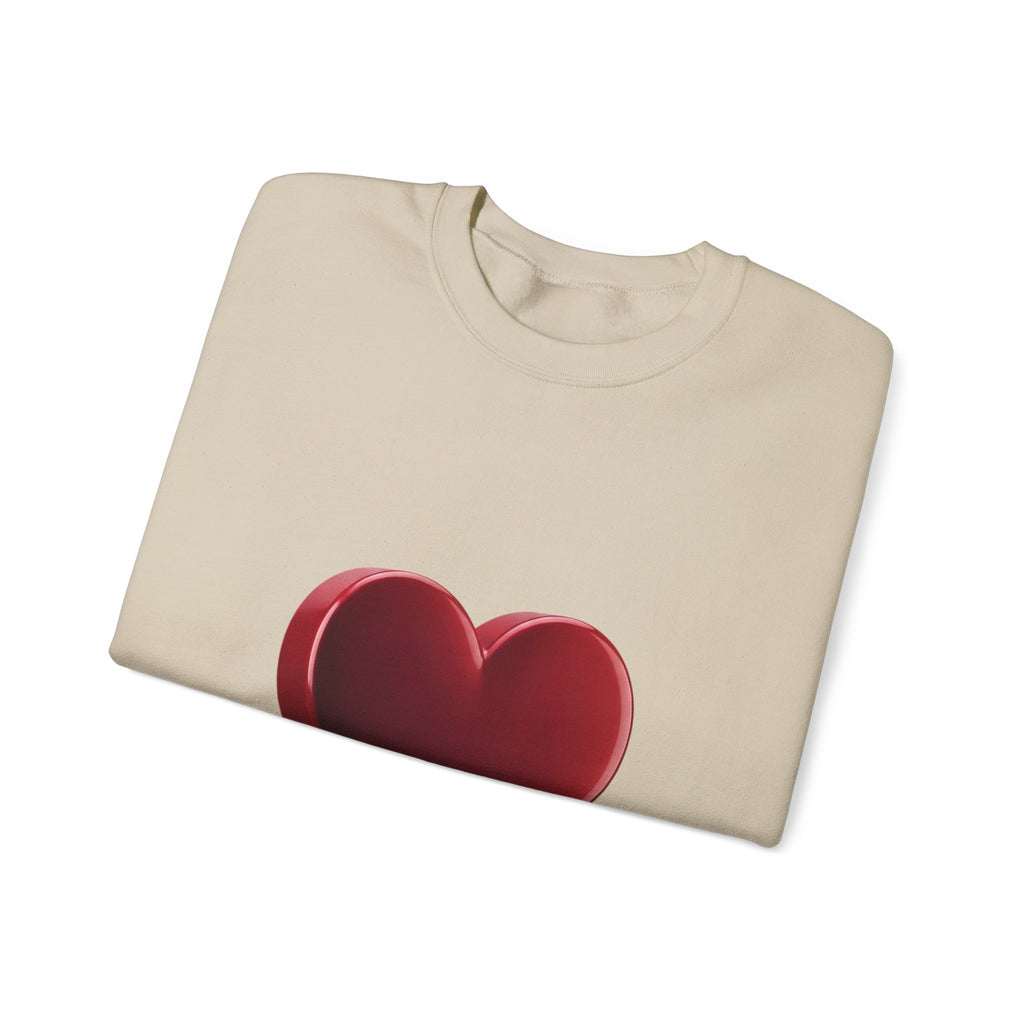 Heart Graphic Sweatshirt — Minimal 3D Red Heart Crewneck for Valentine’s & Everyday Wear