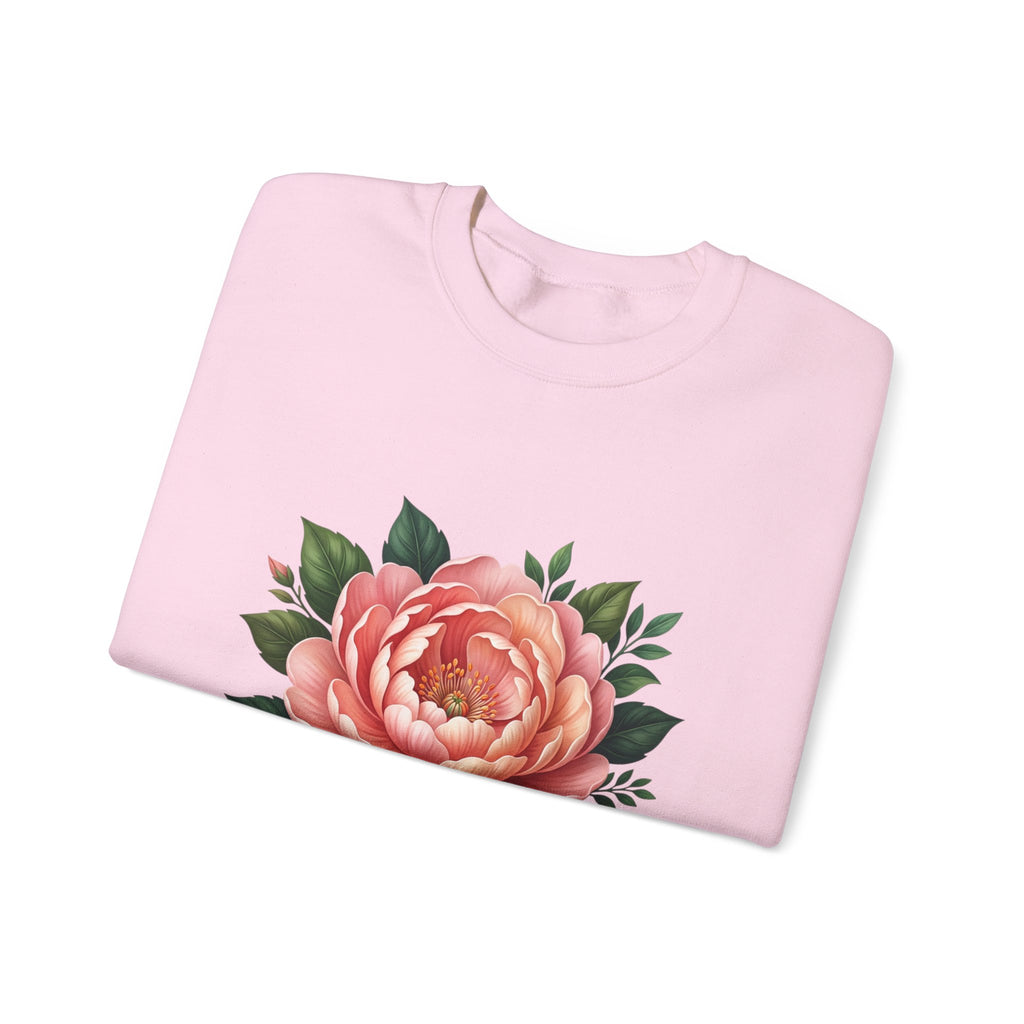 Floral Peony Crewneck Sweatshirt — Vintage Pink Flower Pullover