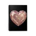 Rose Gold Glitter Heart Spiral Notebook — Ruled Journal for Notes & Gifts- Black