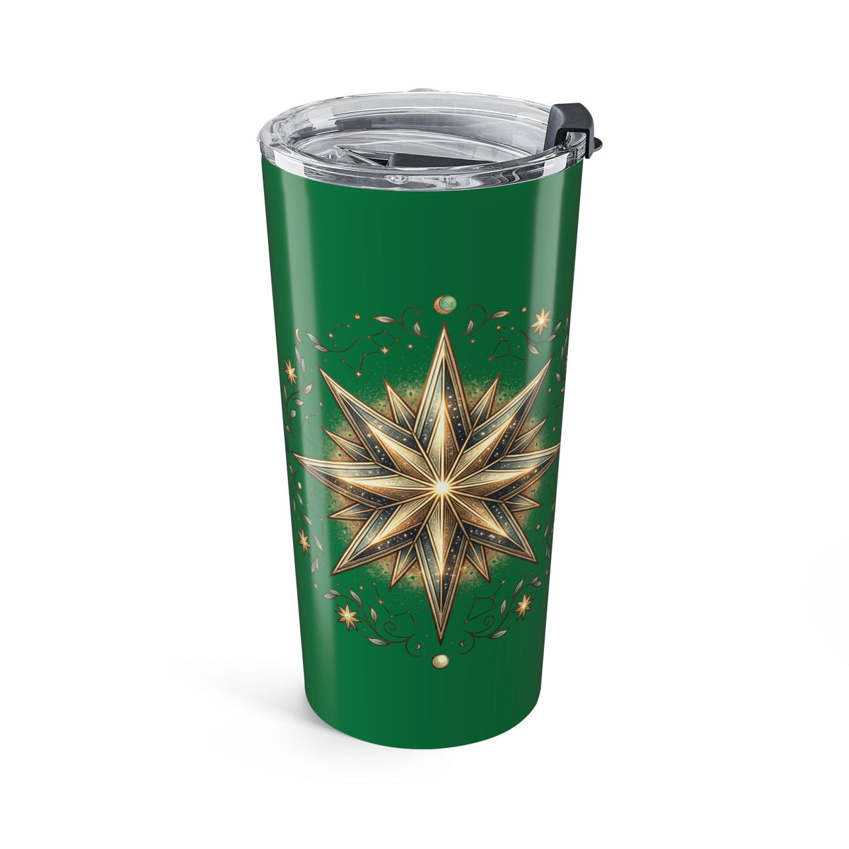 Star Print Dark Green Insulated Tumbler 20oz
