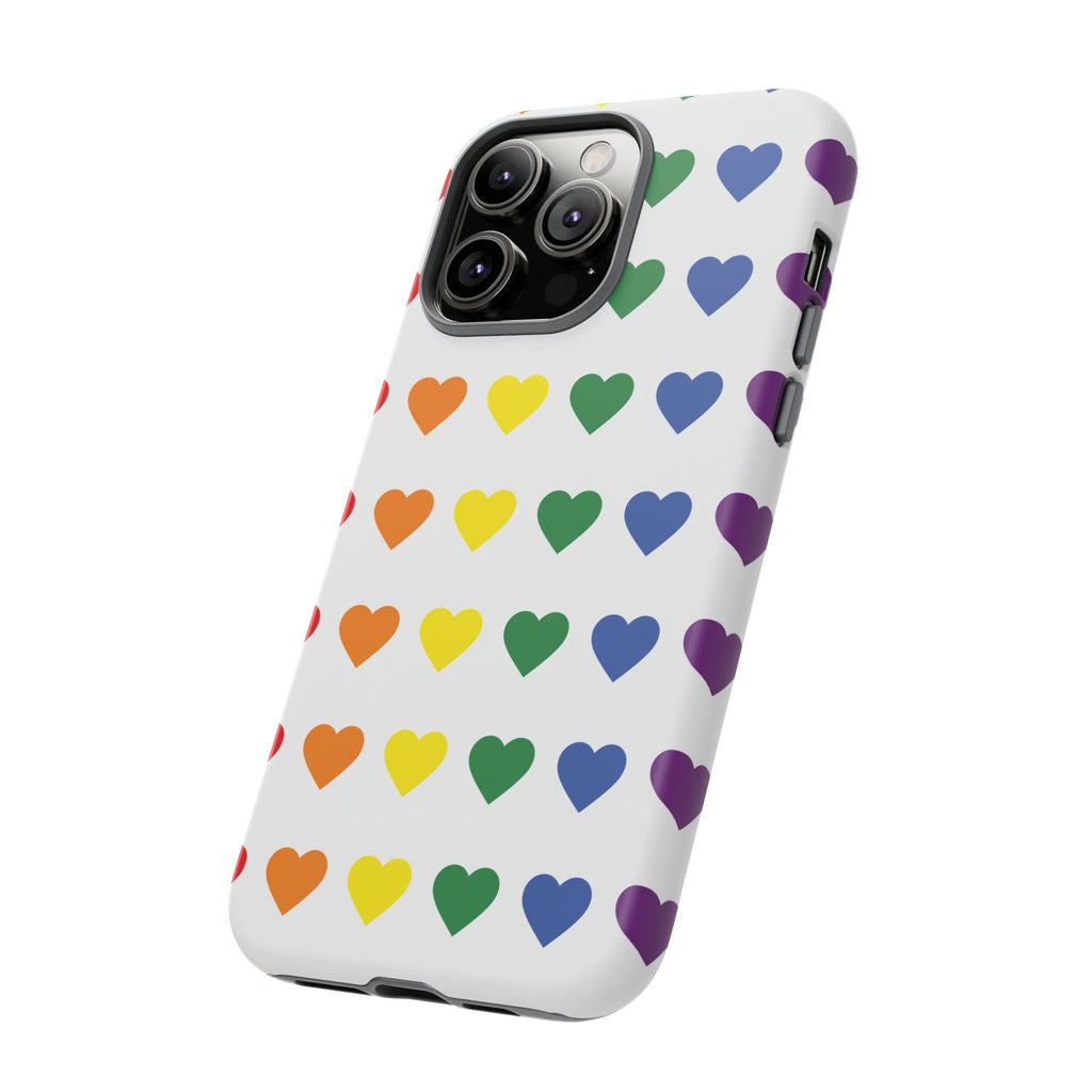 Rainbow Heart Tough Phone Case — Pride Pattern Protective Cover