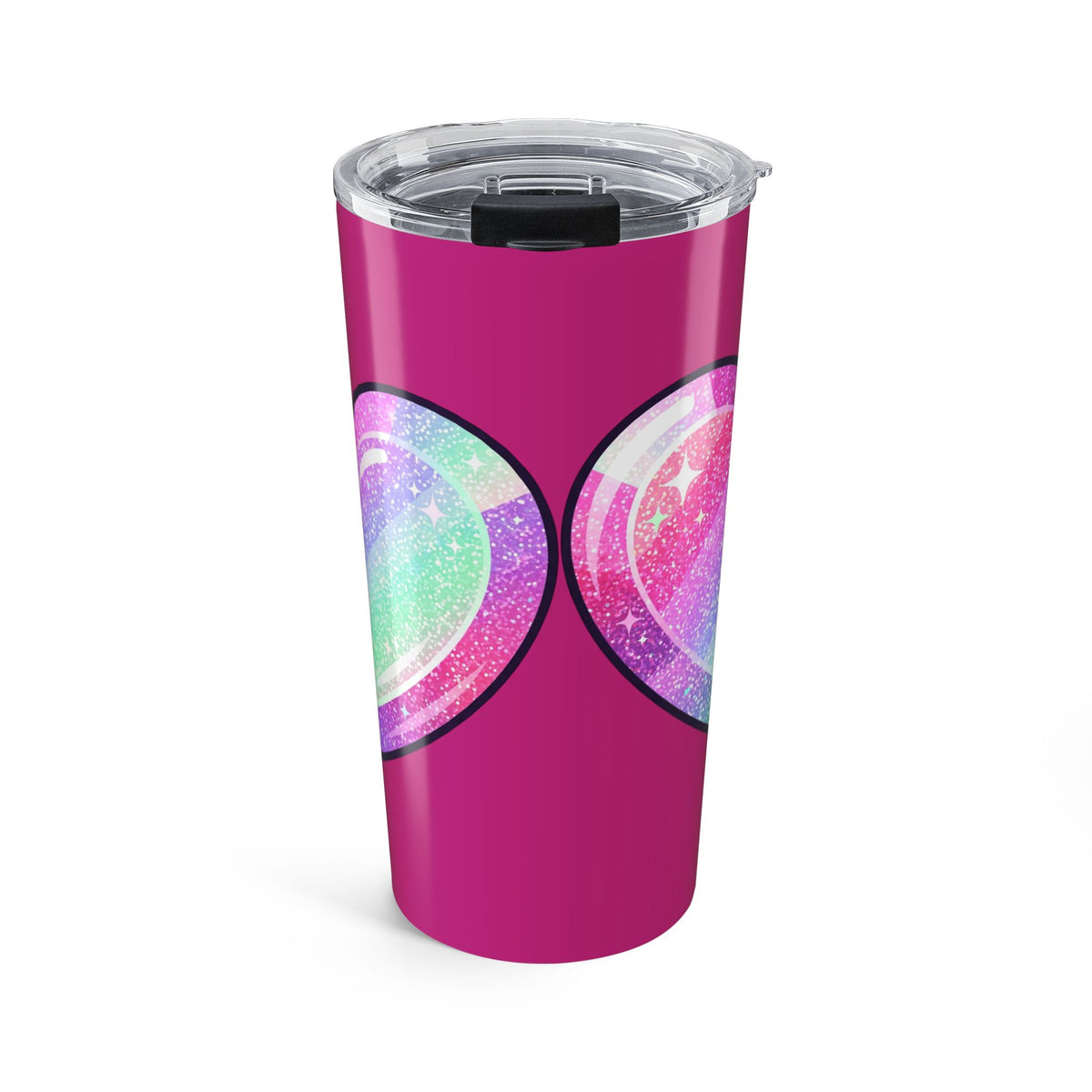 Pastel Glitter Heart Tumbler 20oz- Magenta