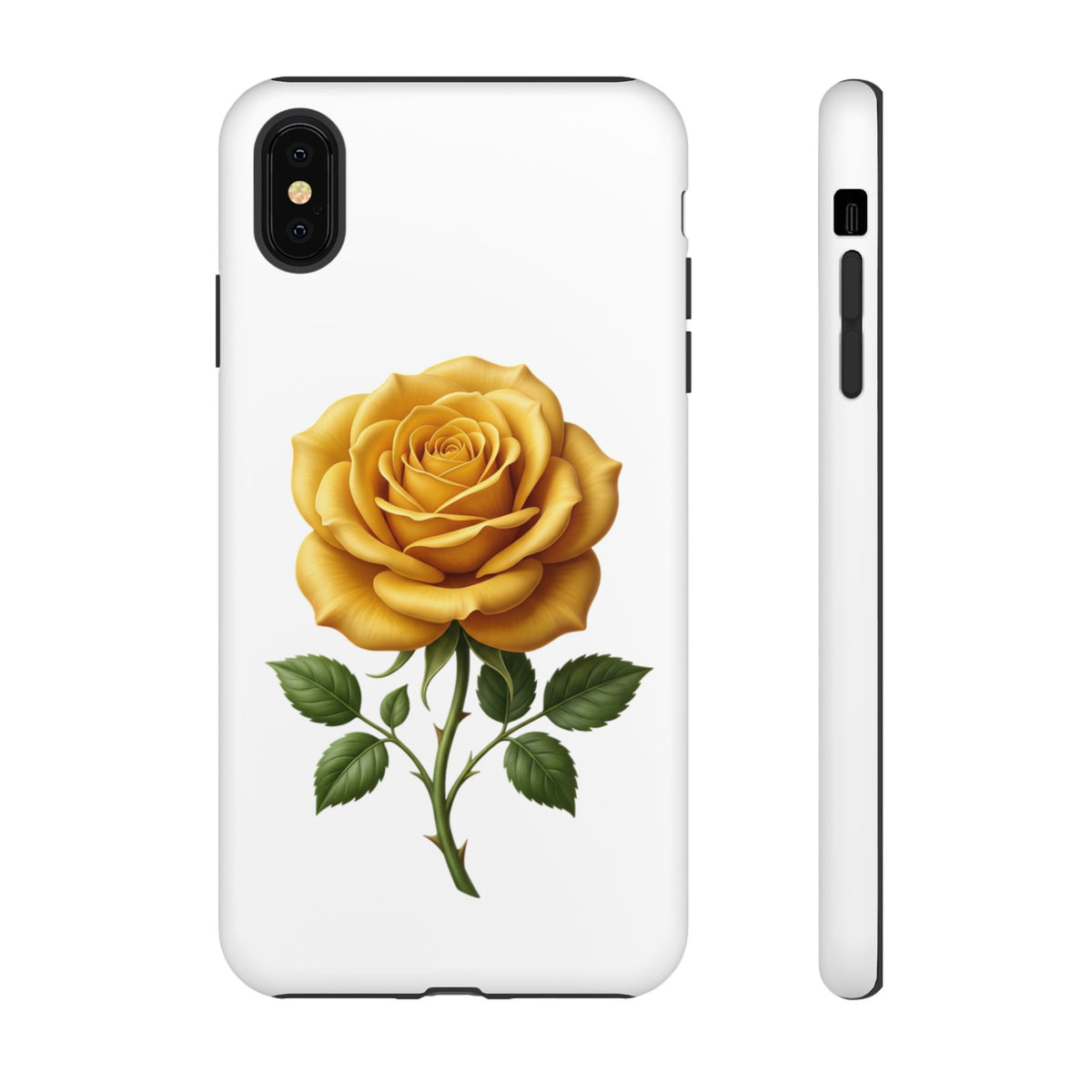 Yellow Rose Phone Case — Vintage Floral Tough Protective Cover