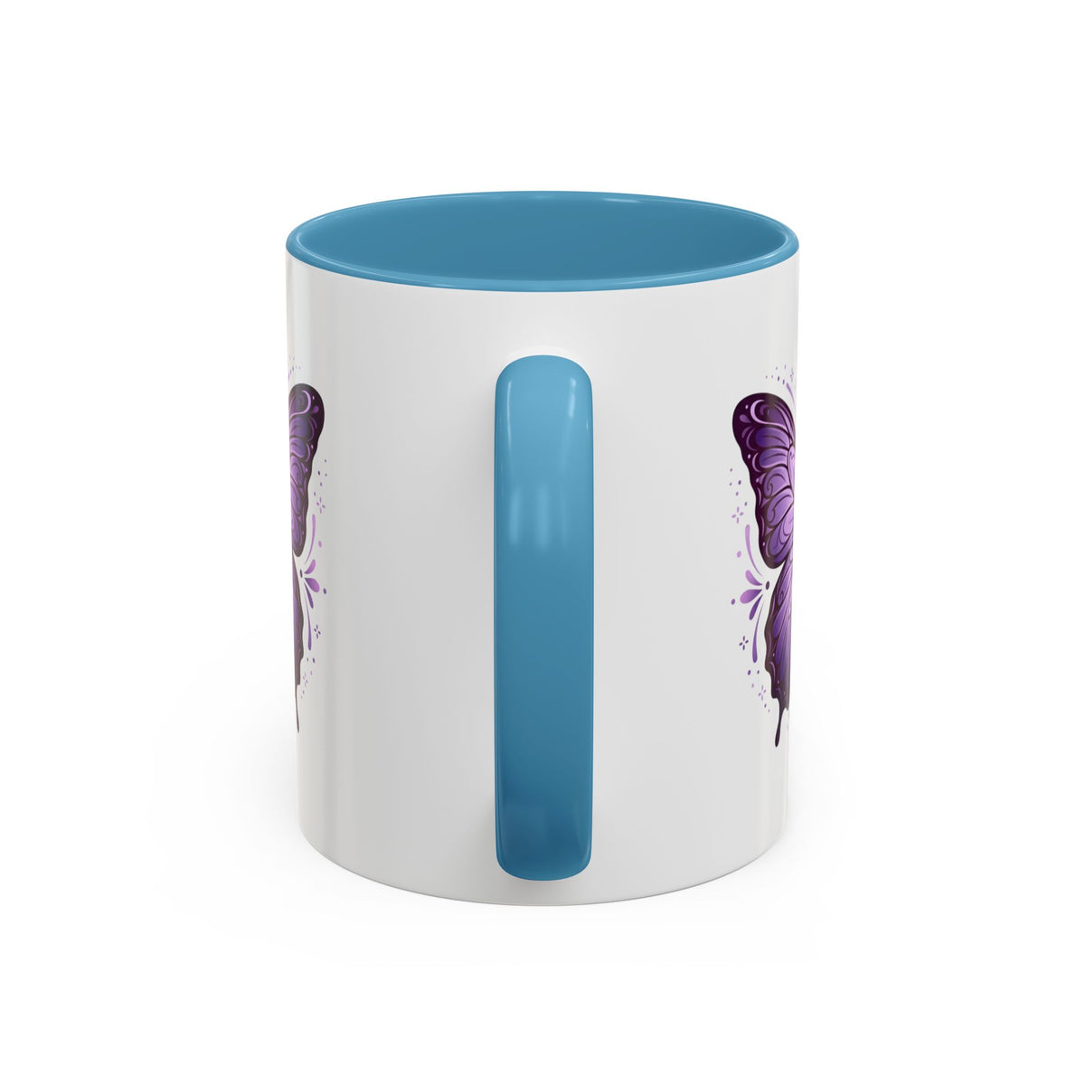 Purple Butterfly Accent Coffee Mug — 11oz & 15oz Decorative Tea Cup