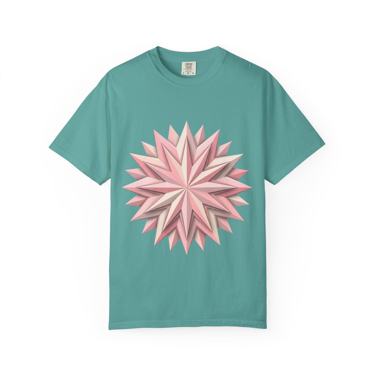 Geometric Rose Star T-Shirt — Pink 3D Origami Floral Tee