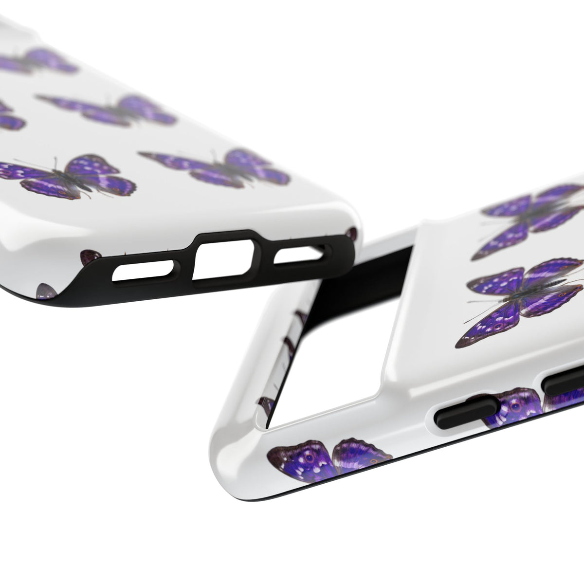 Purple Butterfly Tough Phone Case — Durable Protective iPhone Case with Repeating Butterfly Pattern