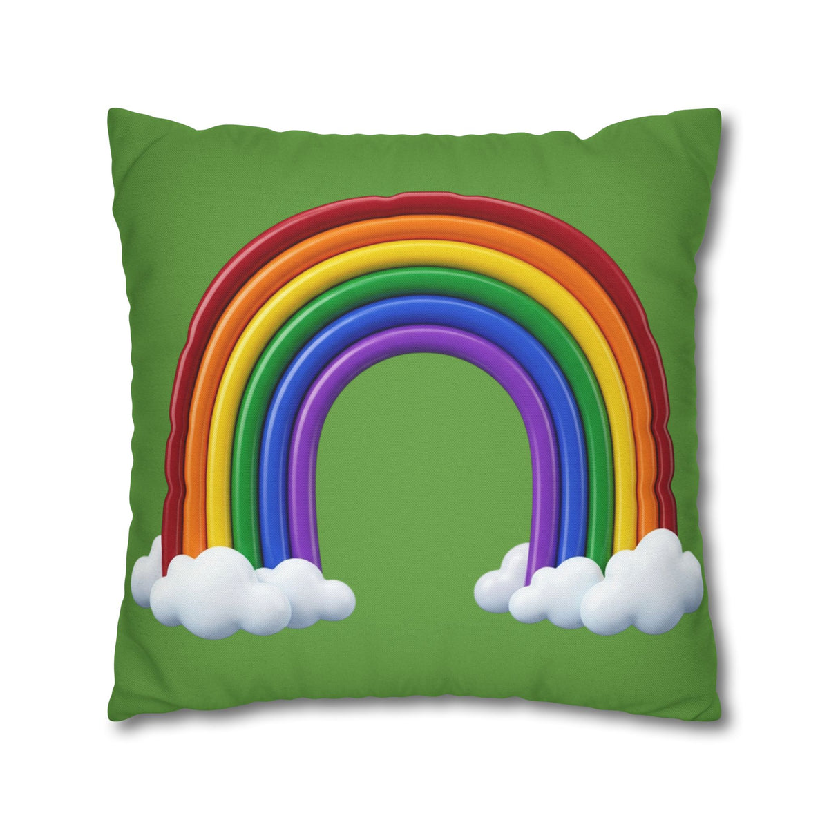 Rainbow Light Green Spun Polyester Square Pillowcase