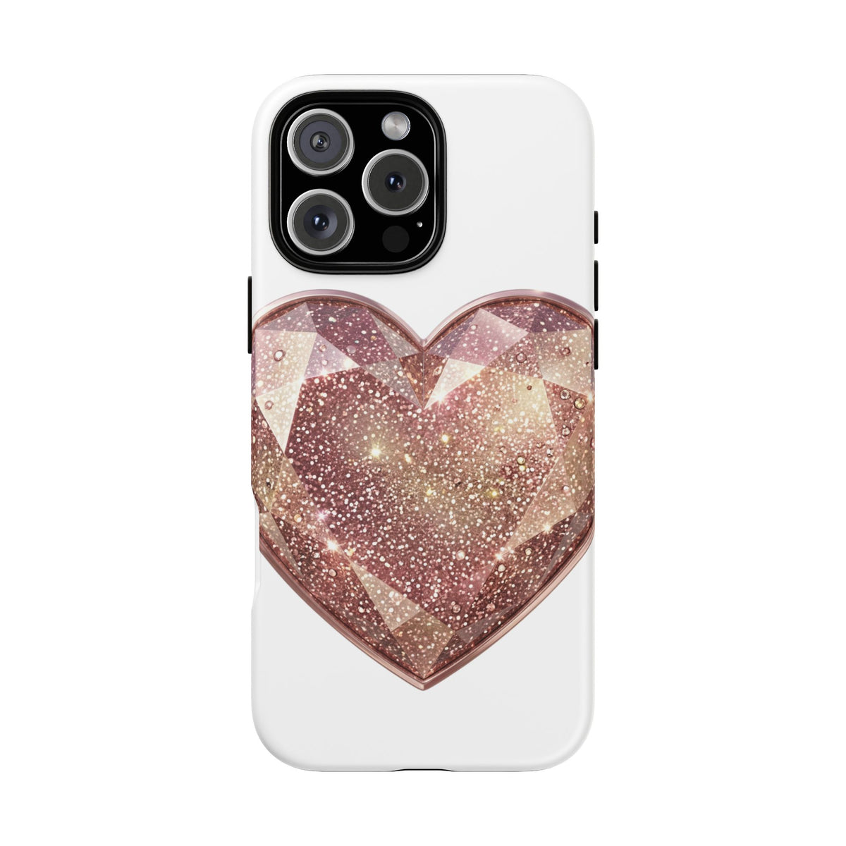 Rose Gold Glitter Crystal Heart Phone Case