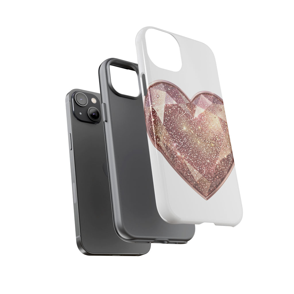 Rose Gold Glitter Crystal Heart Phone Case