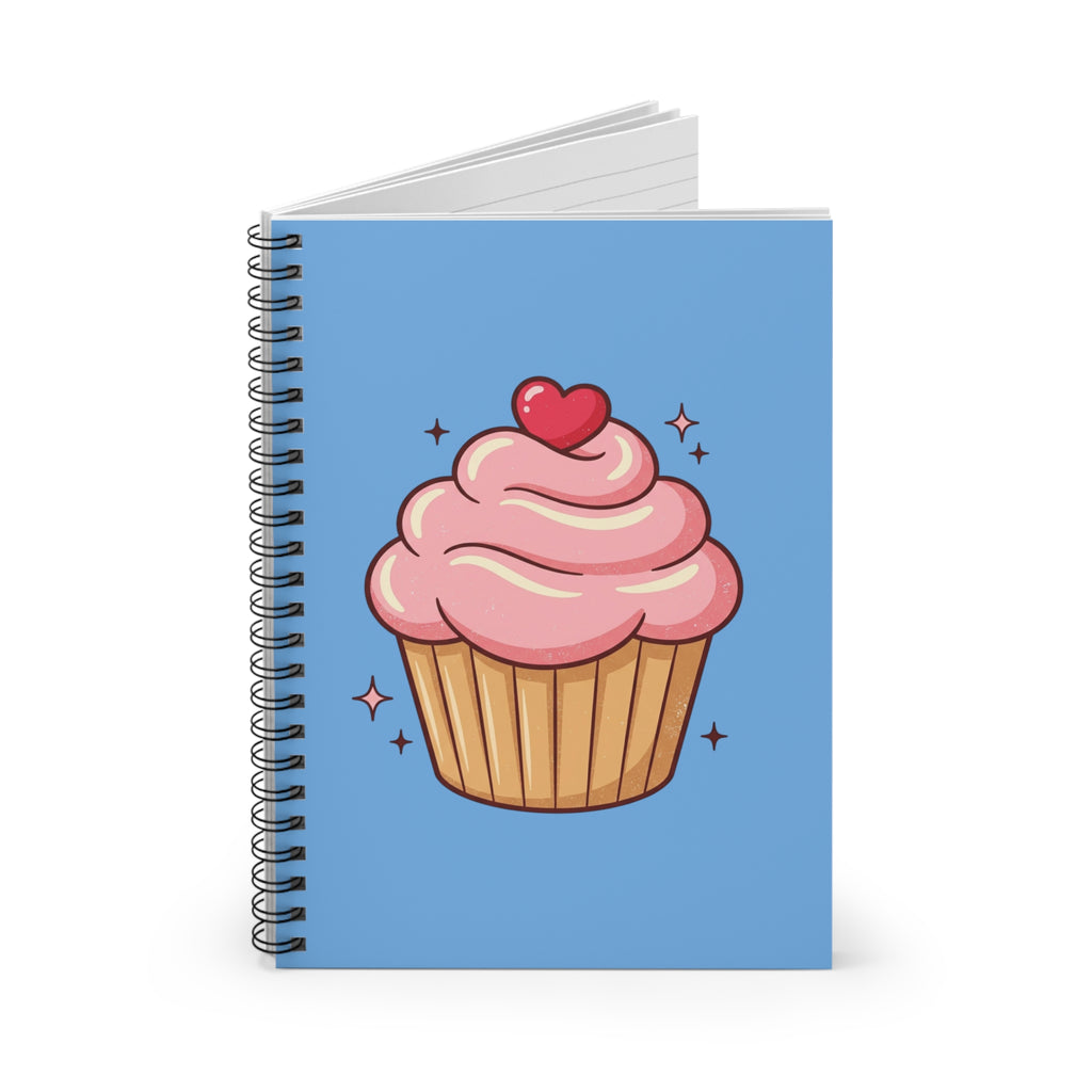 Pink Cupcake Spiral Notebook - Ruled Line- Light Blue