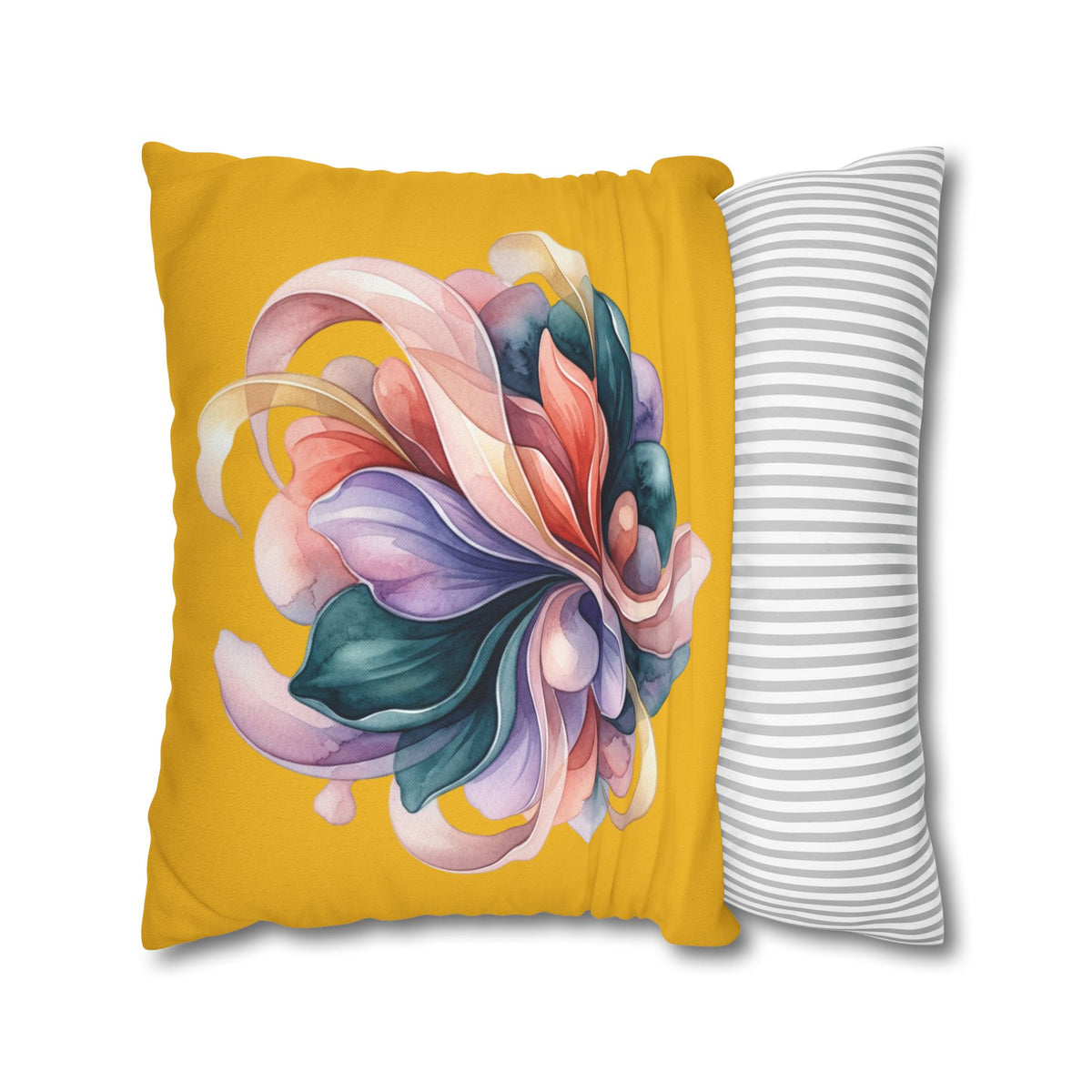 Floral Swirl Decorative Pillowcase — Vibrant Yellow Abstract Bloom