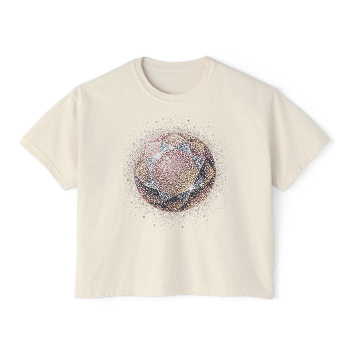 Women's Boxy Tee — Watercolor Geode Crystal Graphic