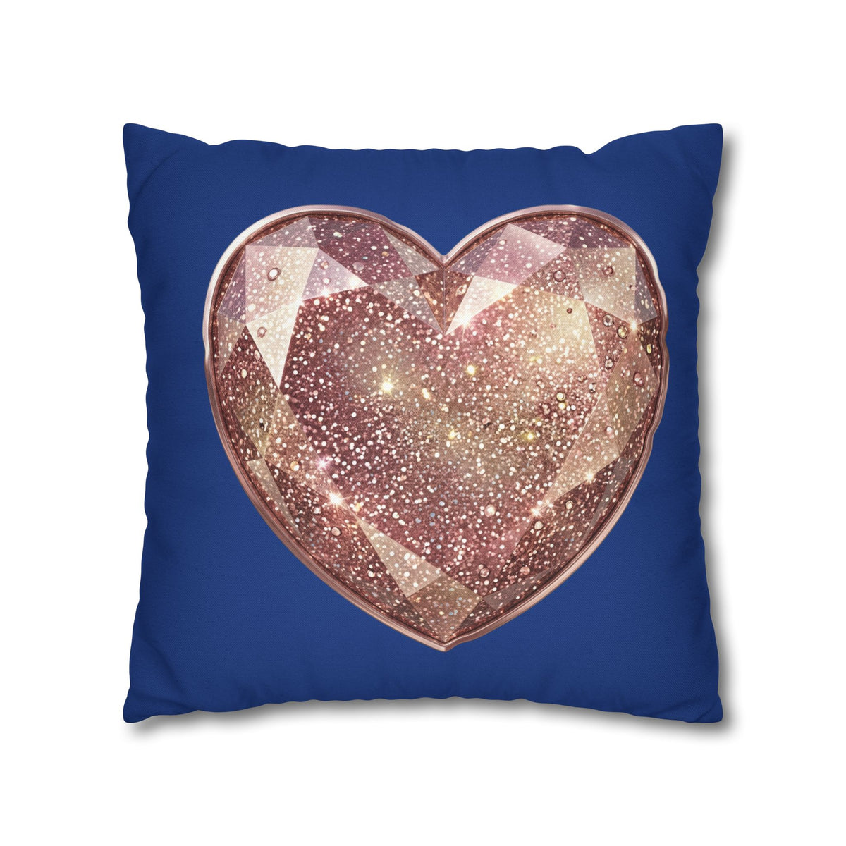 Galaxy Rose Gold Heart Pillowcase — Decorative Square Throw Pillow- Navy