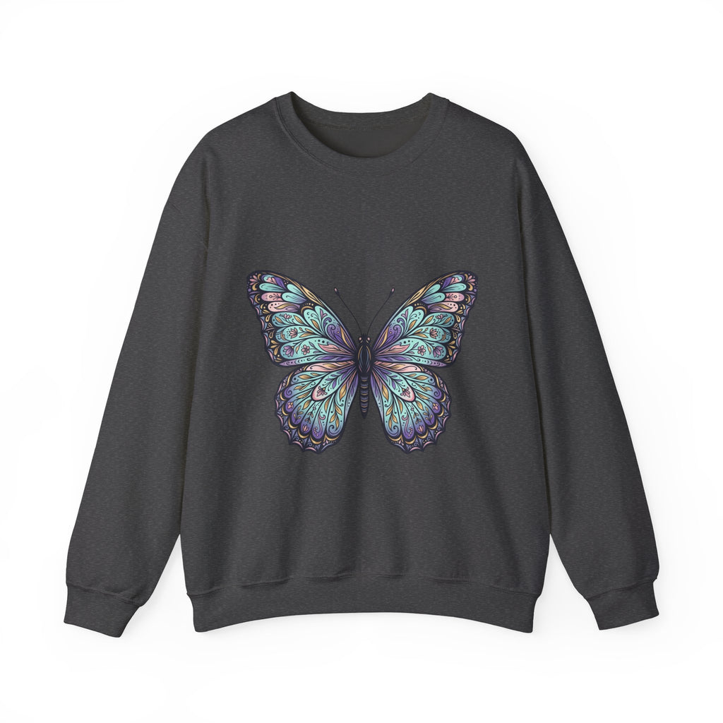 Butterfly Crewneck Sweatshirt – Teal Purple Watercolor Wing Design