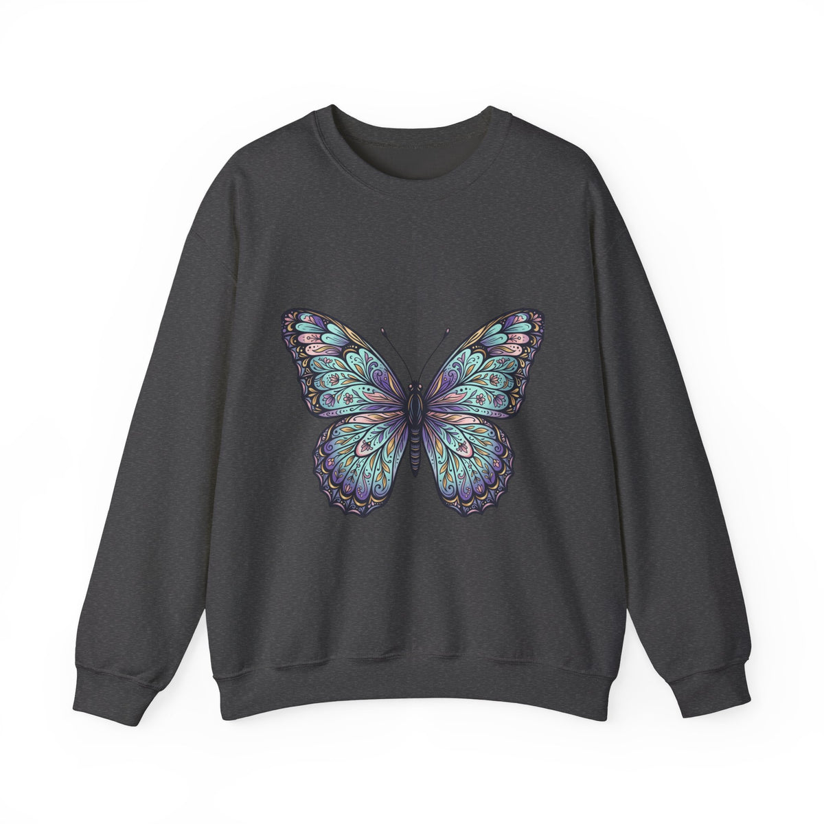 Butterfly Crewneck Sweatshirt – Teal Purple Watercolor Wing Design