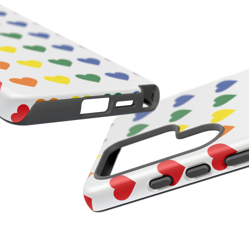 Rainbow Heart Tough Phone Case — Pride Pattern Protective Cover