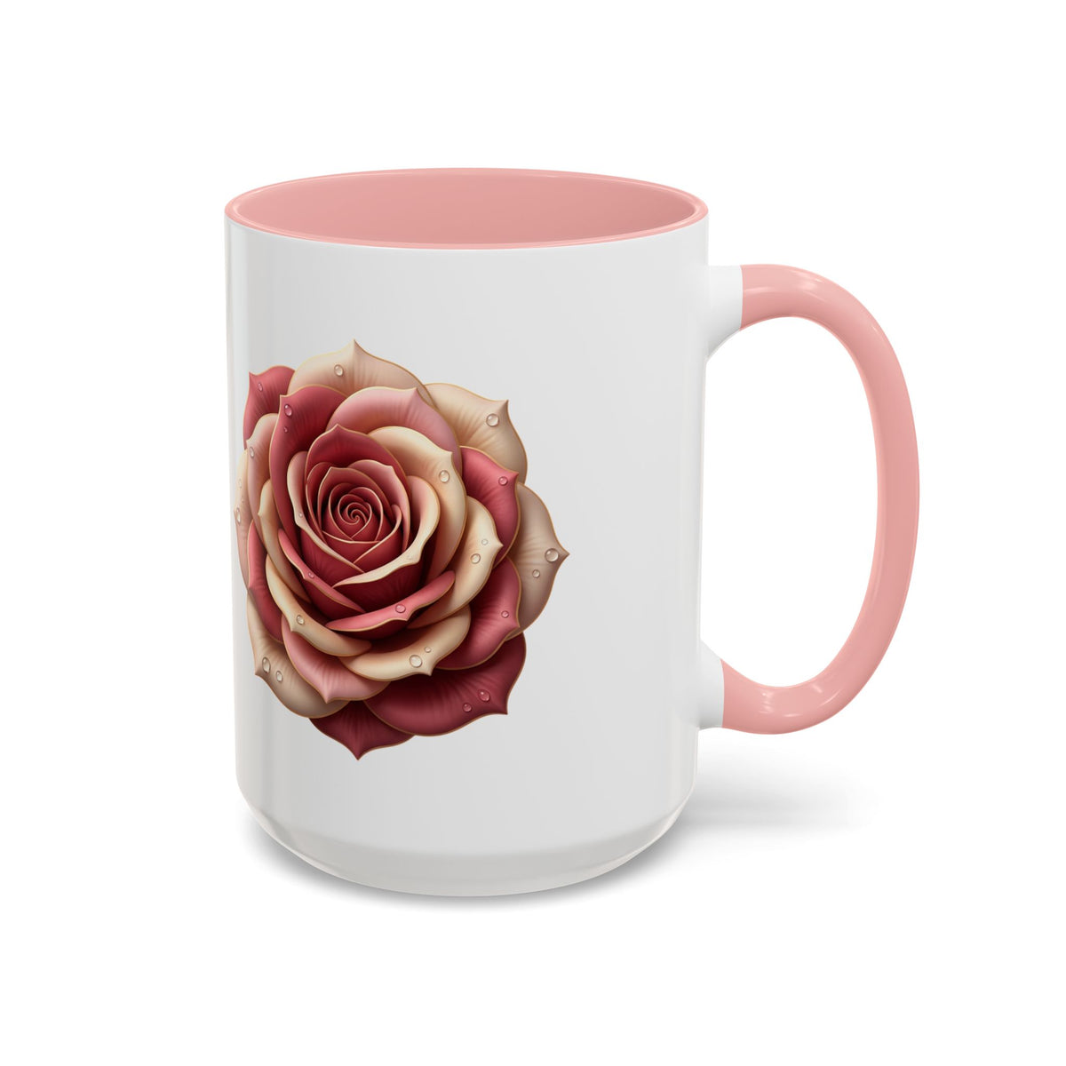 Rose Waterdrop Accent Coffee Mug — Floral 11/15oz