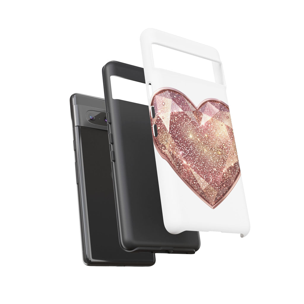 Rose Gold Glitter Crystal Heart Phone Case