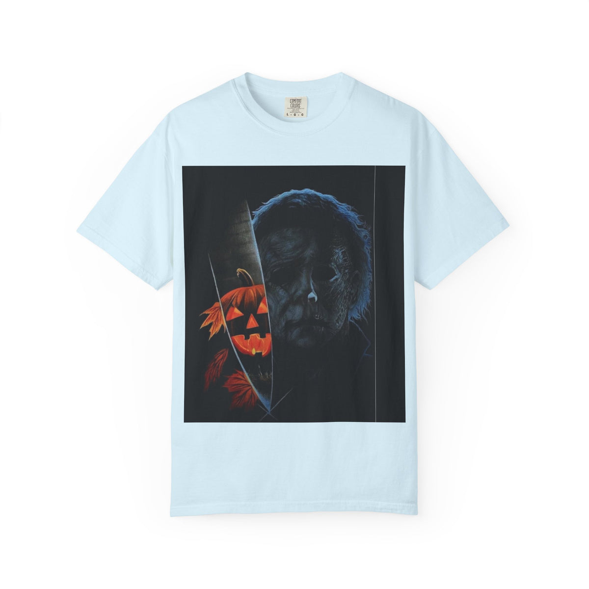 T-Shirt — Halloween Split-Face Pumpkin & Michael Myers Horror Graphic