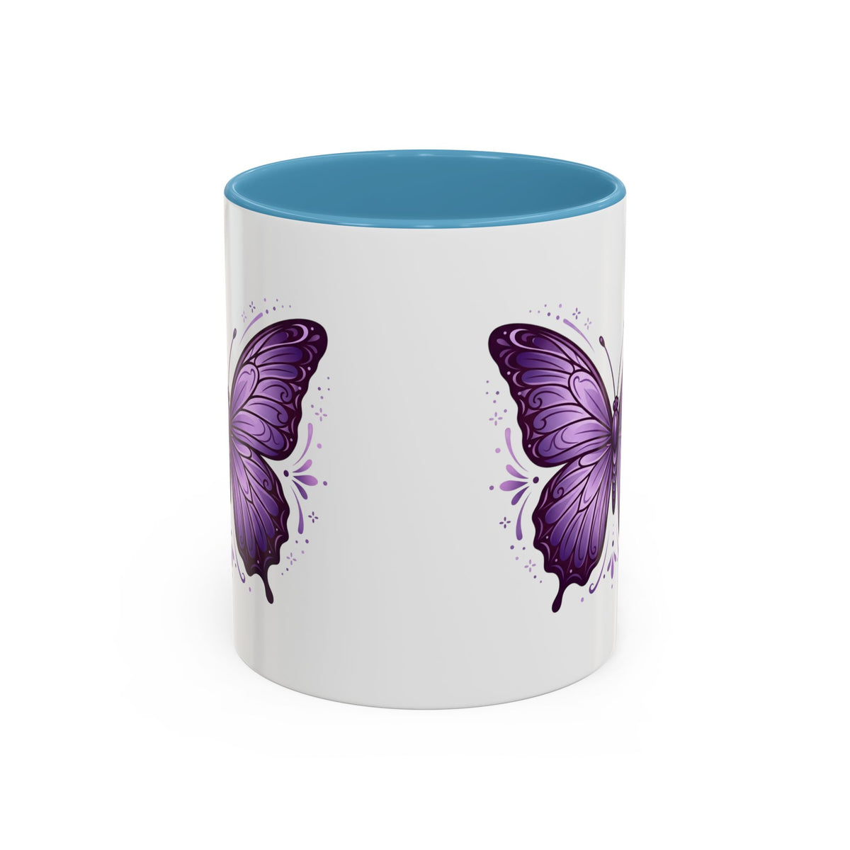 Purple Butterfly Accent Coffee Mug — 11oz & 15oz Decorative Tea Cup