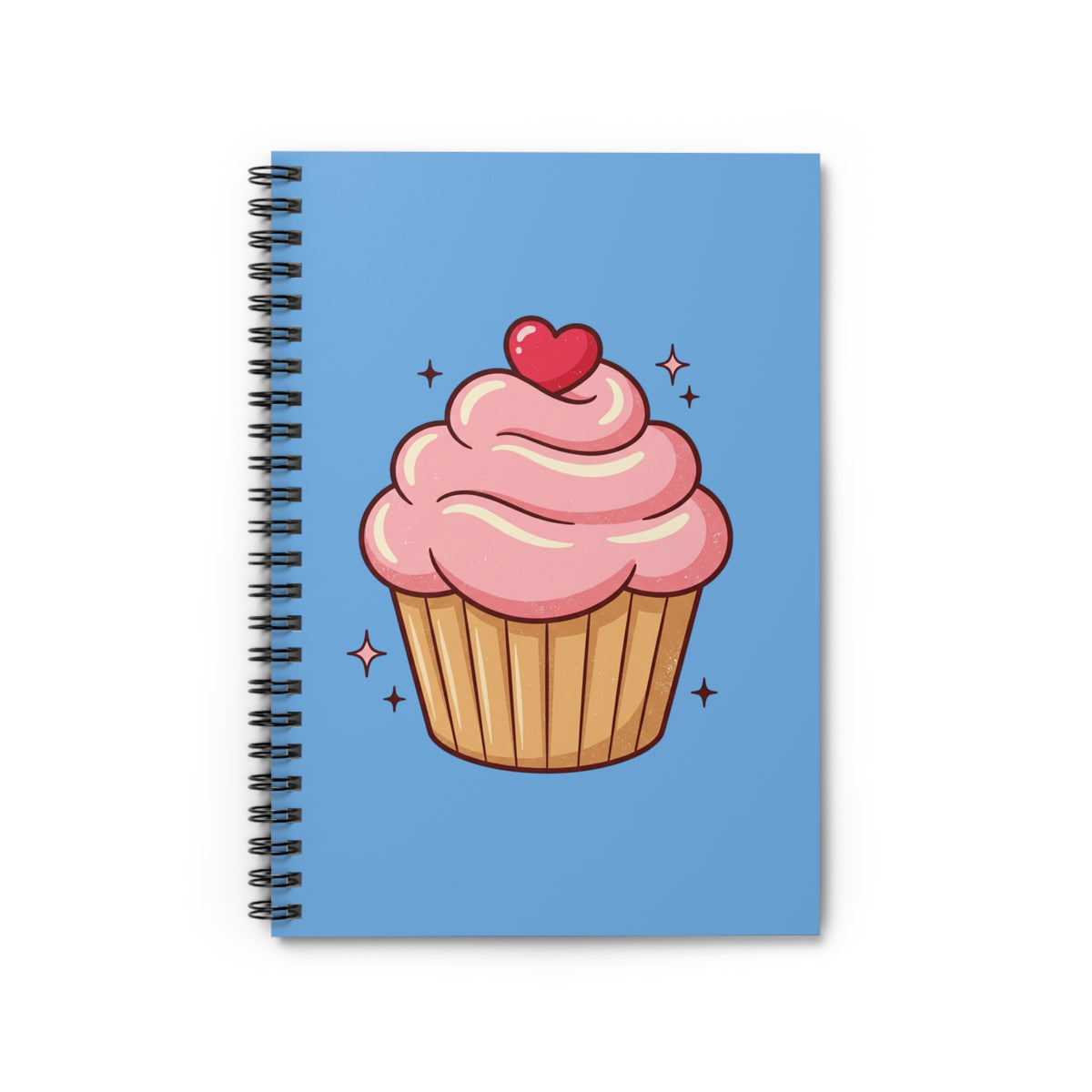 Pink Cupcake Spiral Notebook - Ruled Line- Light Blue