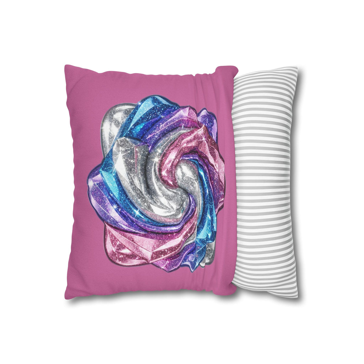 3D Glitter Design Light Pink Spun Polyester Square Pillowcase