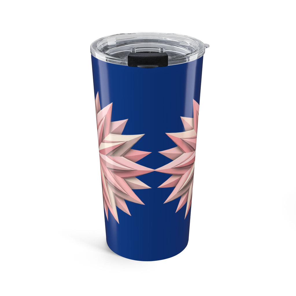 20oz Floral Star Tumbler — Blue & Blush Geometric Flower Travel Cup