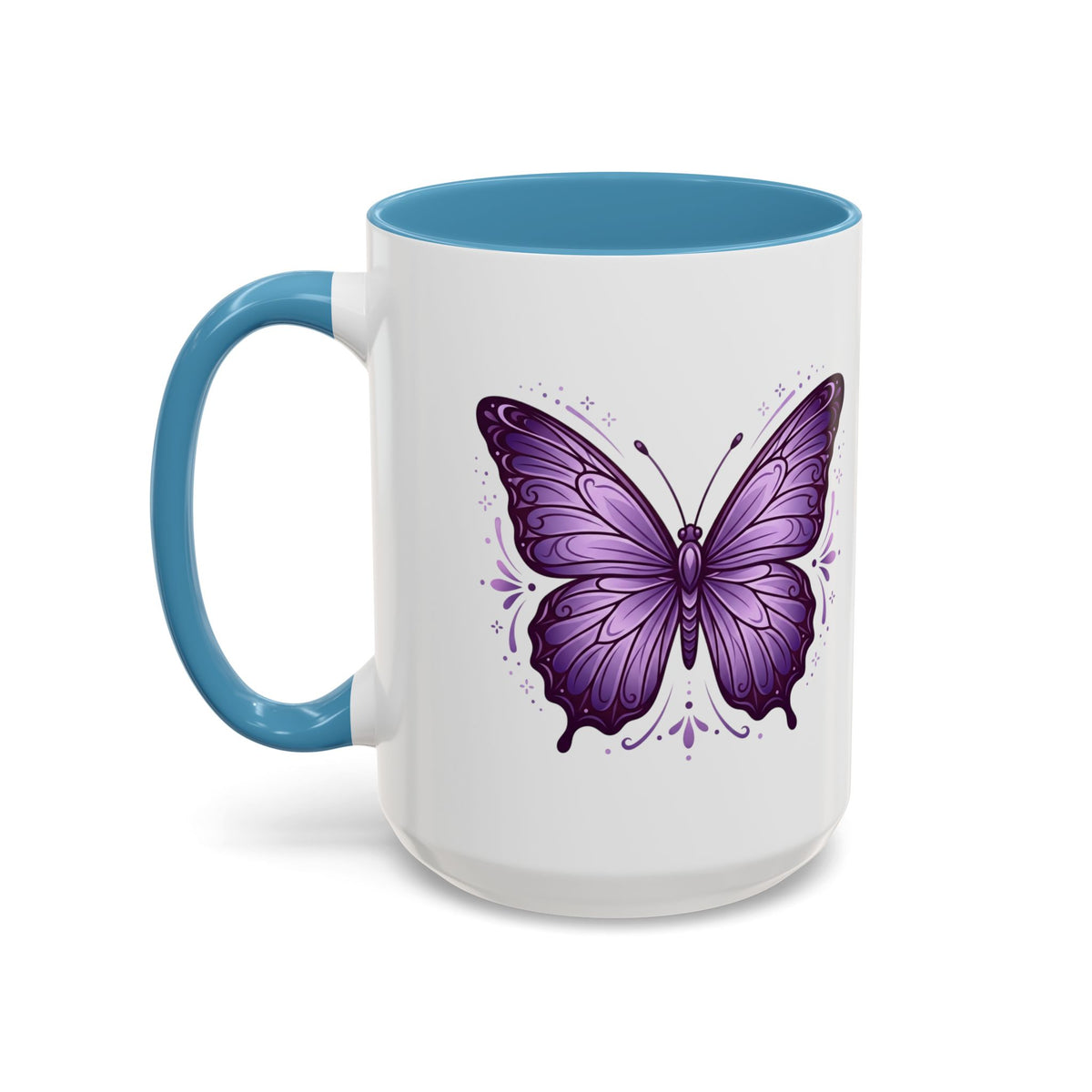 Purple Butterfly Accent Coffee Mug — 11oz & 15oz Decorative Tea Cup