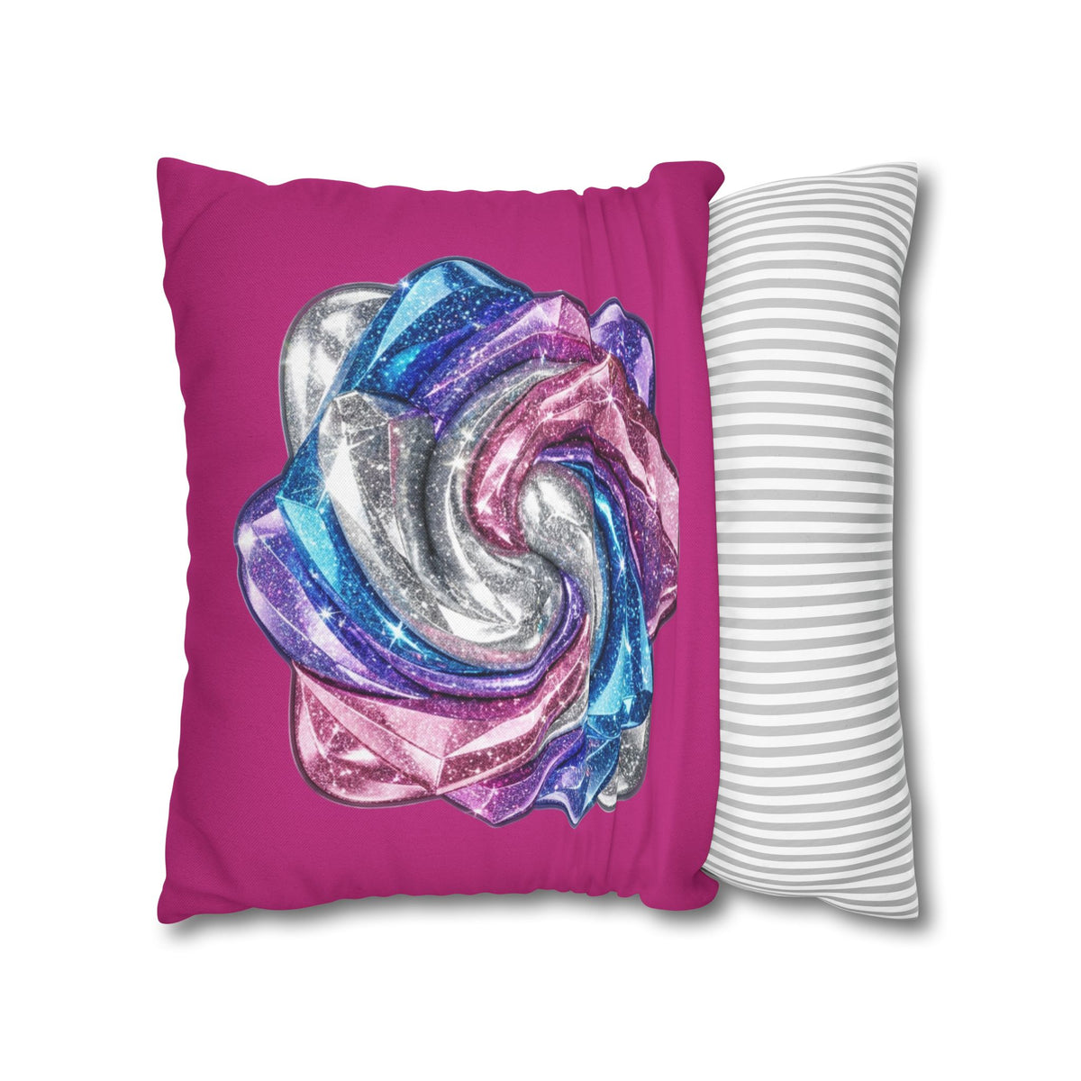 3D Glitter Design Magenta Spun Polyester Square Pillowcase