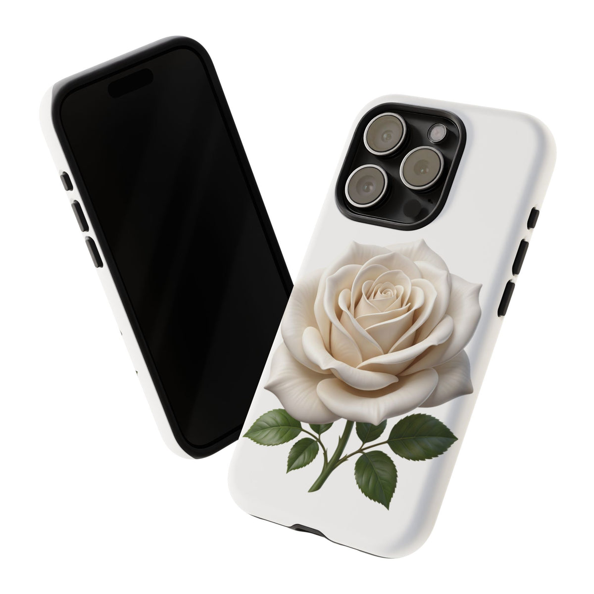 White Rose Tough Phone Case – Elegant Floral Protective Cover