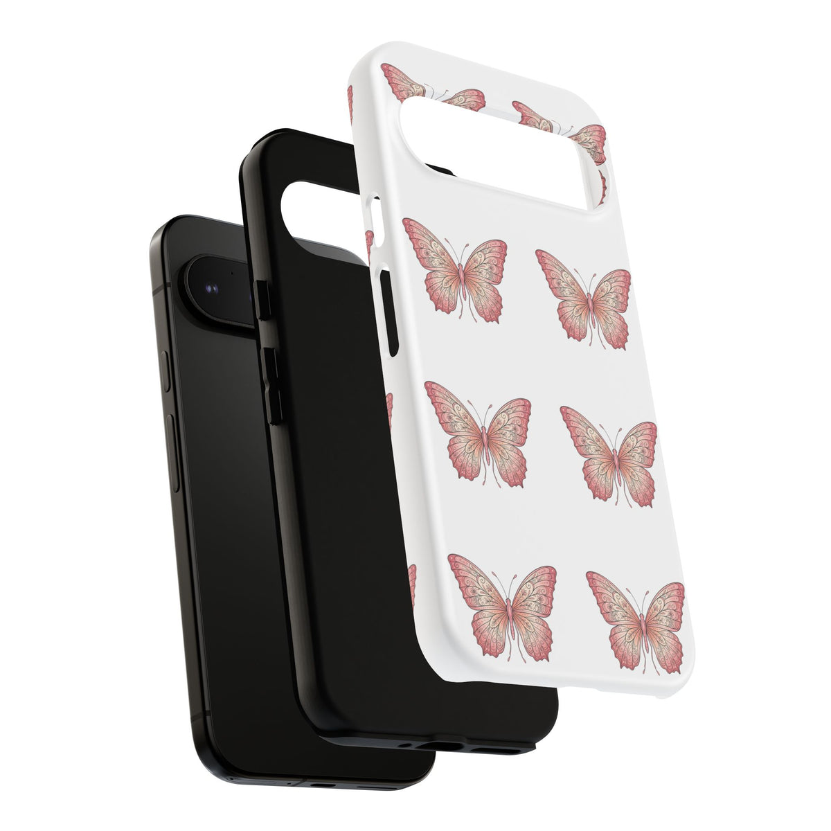Pink Butterfly Tough Phone Case — Floral Pattern Protective Cover