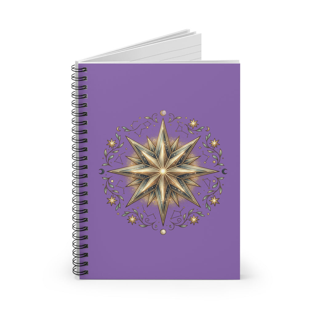 Star Print Spiral Notebook - Ruled Line- Light Purple