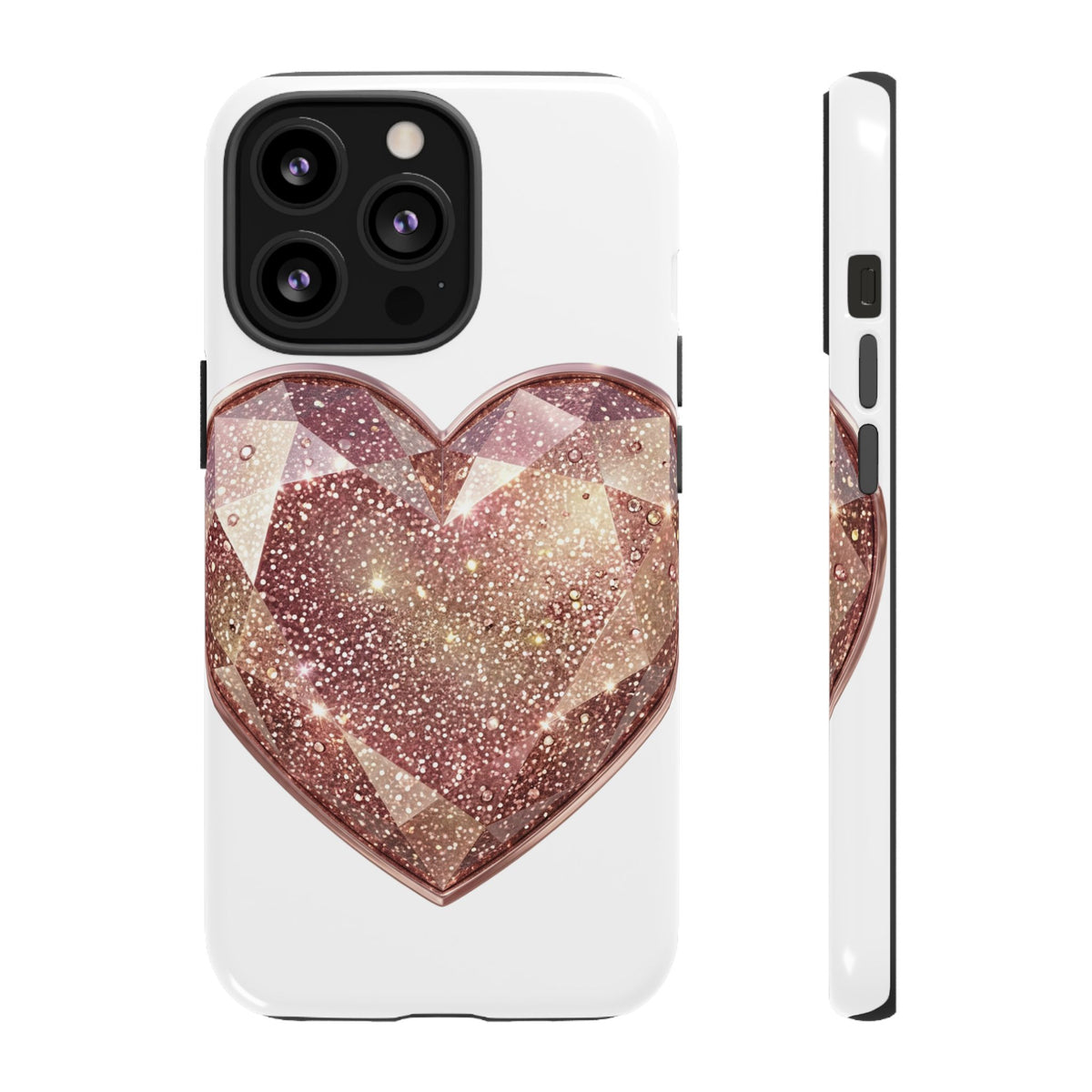 Rose Gold Glitter Crystal Heart Phone Case