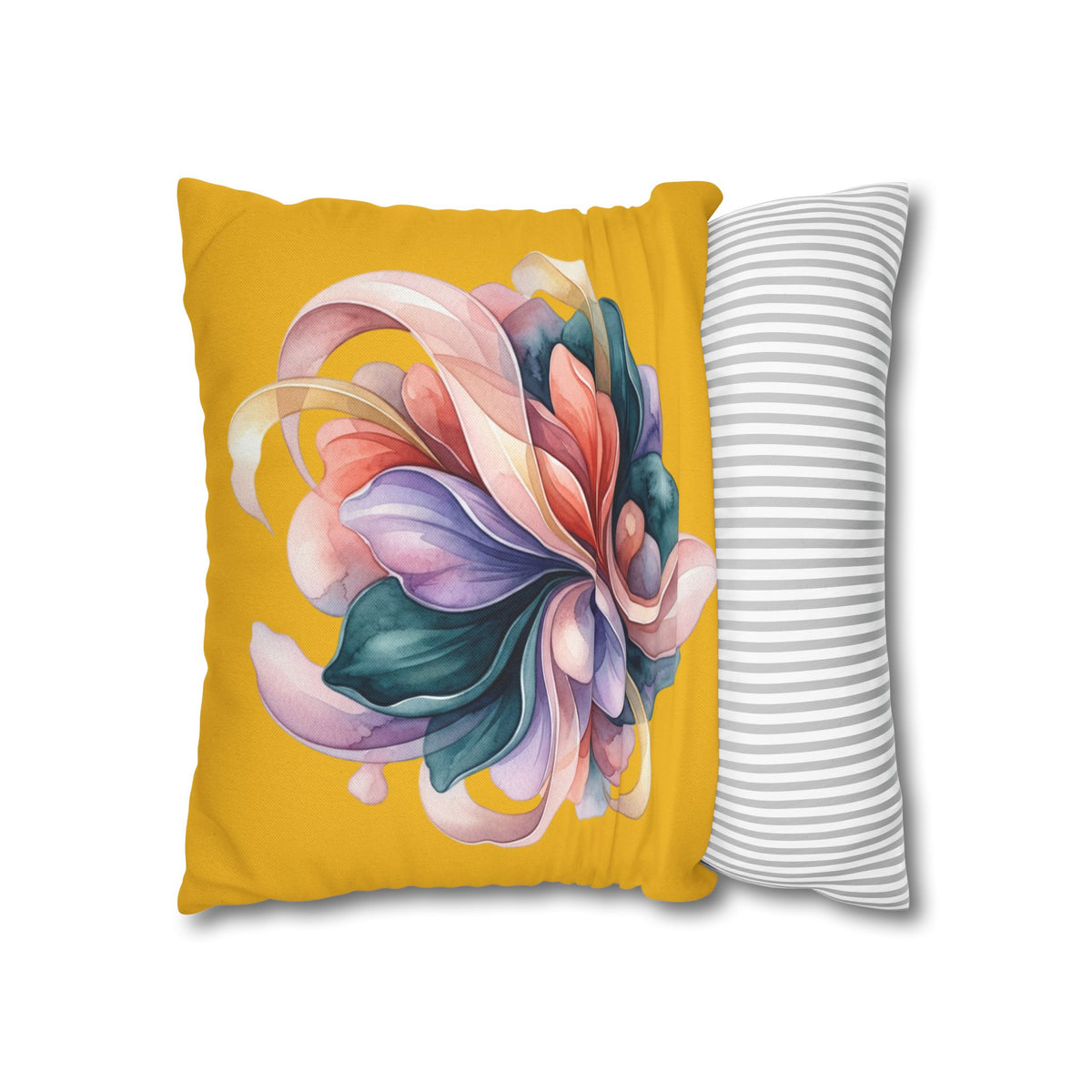 Floral Swirl Decorative Pillowcase — Vibrant Yellow Abstract Bloom