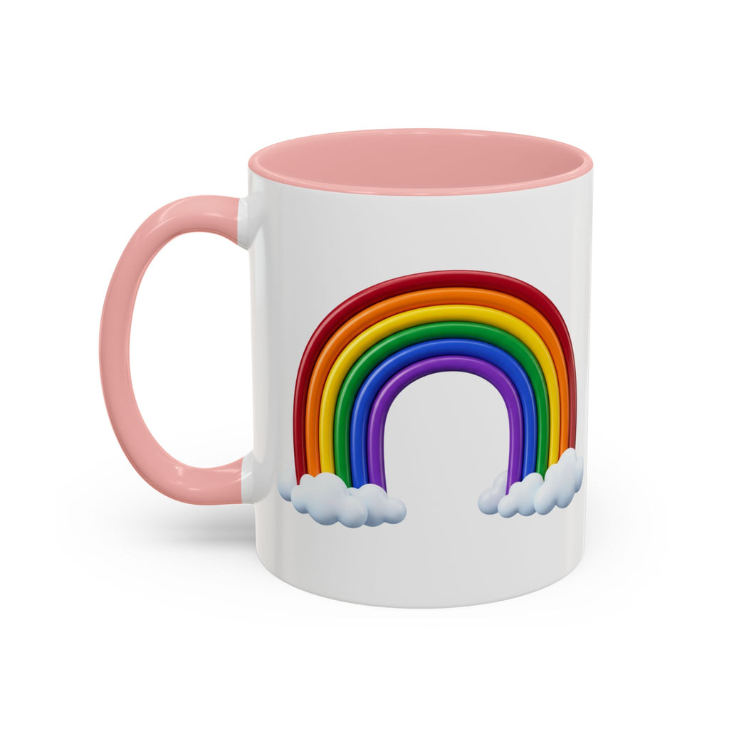 Rainbow Coffee Mug - Colorful Arc & Clouds Accent Mug (11/15oz)