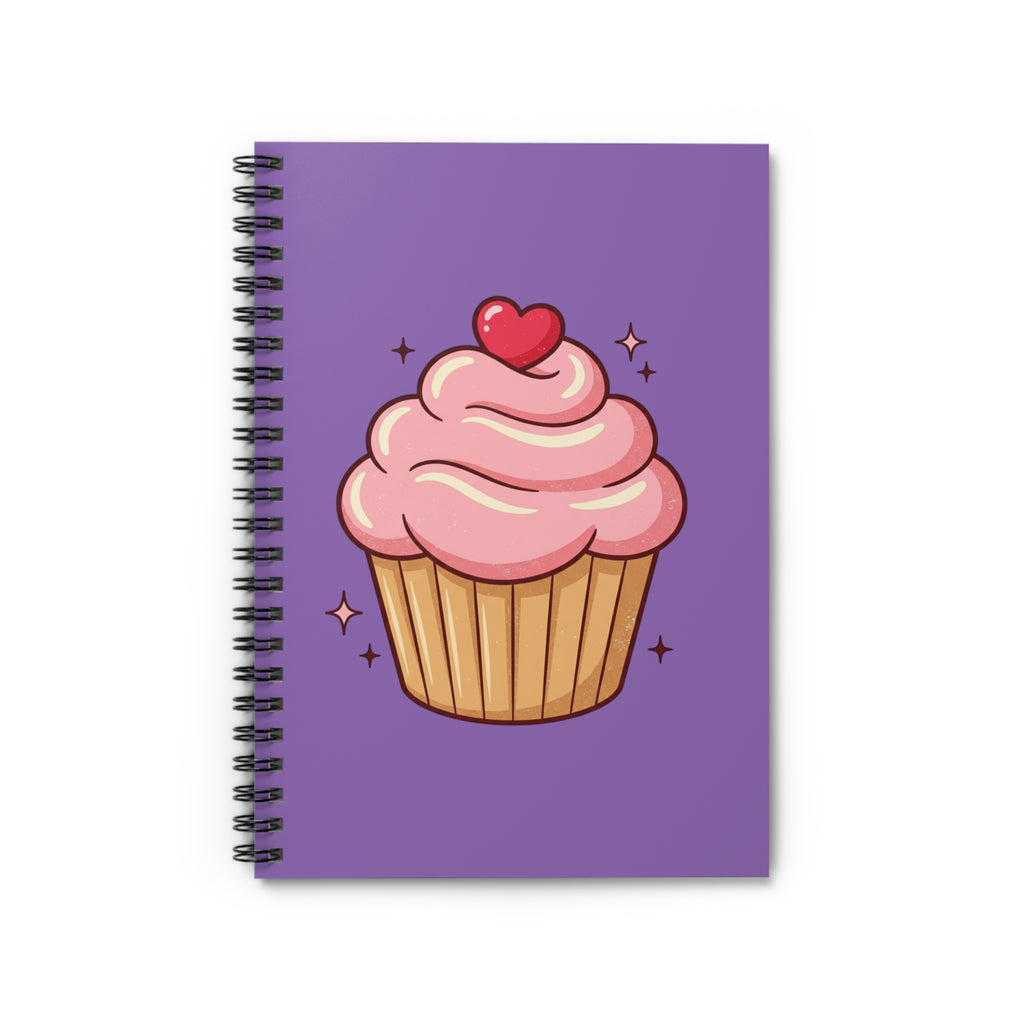 Pink Cupcake Spiral Notebook - Ruled Line- Light Purple