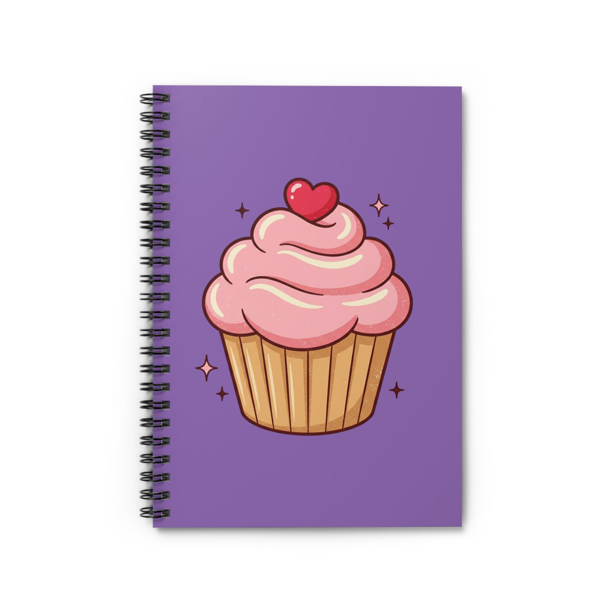 Pink Cupcake Spiral Notebook - Ruled Line- Light Purple